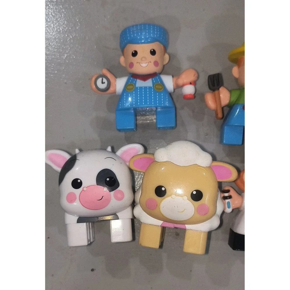 Fisher Price Little Tikes Waffle Block Figures Lot 7pc Cow Sheep Doctor Farmer
